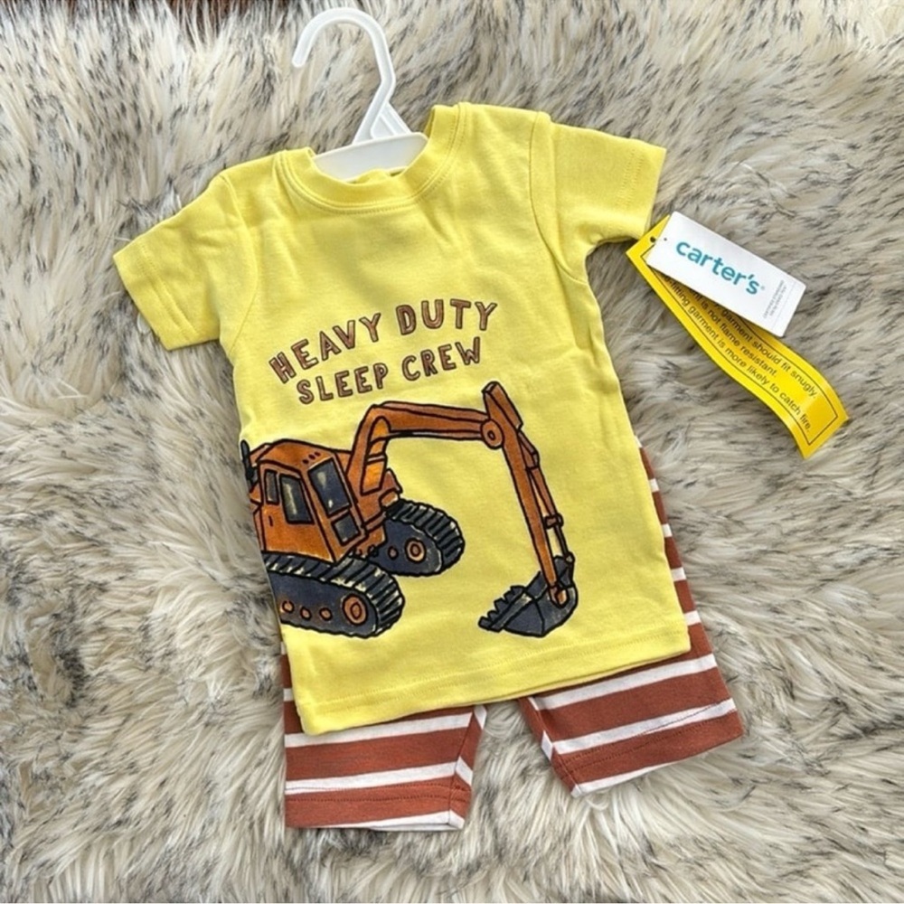 12M NWT Baby Carter’s Excavator Trucks  100% Snug Fit Cotton Pajamas